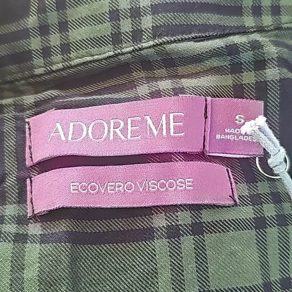 Adore Me Fleur Green Plaid Shirt Dress Small NWT - Picture 9 of 10